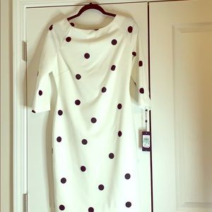 Black and white fitted midi dress